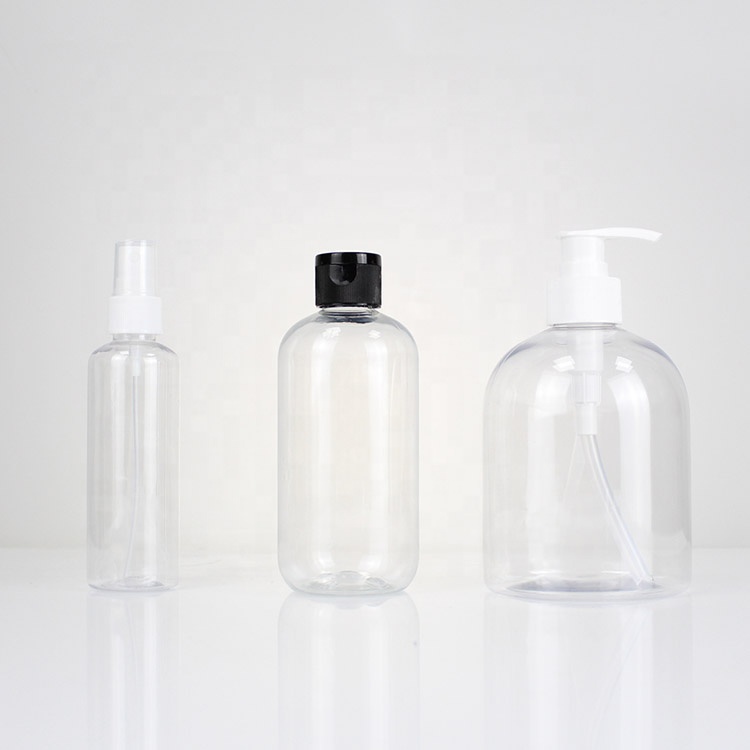 Hot Sale Oem Transparent Round Tall Pump Empty Plastic 500ml Hand Sanitizer Cosmetic Pet Lotion Bottle