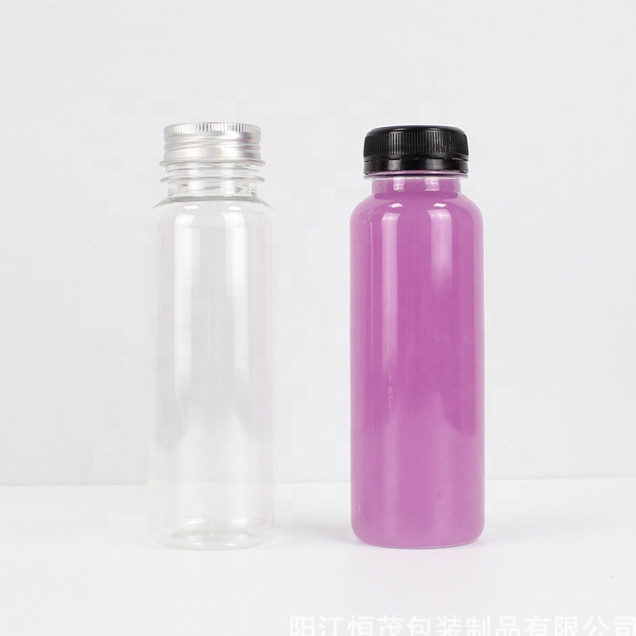 Empty Pet Plastic Eco Friendly 260ml Colorful Tops Cold Press Drinks Beverage Milktea for Juice Bottles
