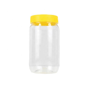 Eco-friendly Customizable Home 1000ml Round Transparent Gold Lid Plastic Cookie Jars