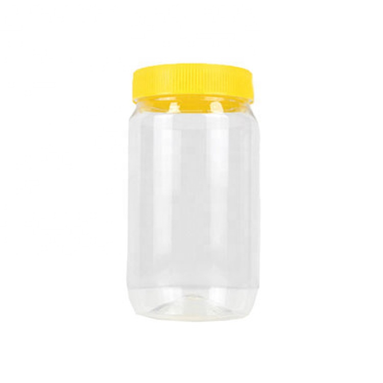 Eco-friendly Customizable Home 1000ml Round Transparent Gold Lid Plastic Cookie Jars