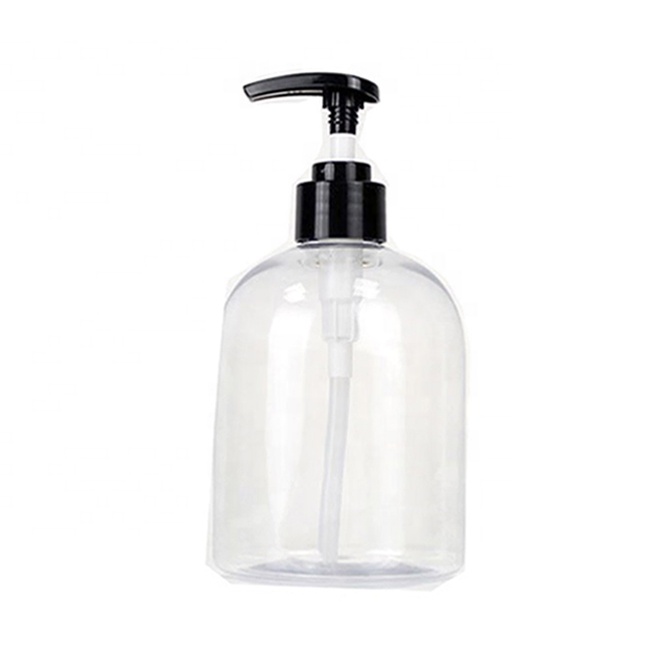 Custom 500 Ml Home Hotel Shampoo Lotion Round Empty Clear Pump Plastic Bottle