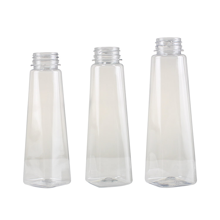 200ml 300ml 450ml Square Empty Container New Fancy Pet Plastic Bottle Packaging for Juice Milk Tea in Bulk