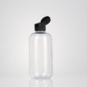 Eco-friendly Round Travel Skin Care Cosmetic PET 250ml Clear Sesled Plastic Bottle with Black Flip Cap