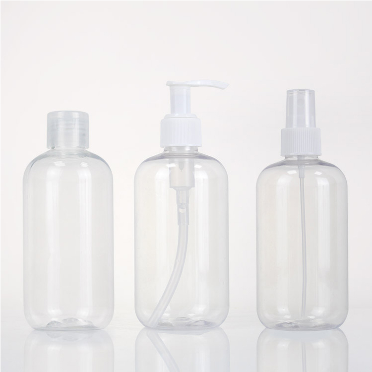 300ml Plastic Pet Empty Clear Shampoo Lotion Cream Oil Mosquito Repellant Slim Hand Pump Pressure Sprayer Bottle