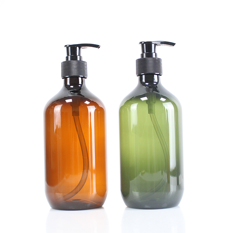 Portable Travel Frosted Green Amber 300ml 500ml Plastic Pet Bottle for Water Liquid Shampoo Lotion Herbs Product