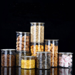 Fast Shipping Customized 430ml Clear Empty Sealed Tea Nut Snacks Rice Plastic Food Storage Can Pet Plastic Jars