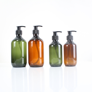 Dark Green Amber Transparent Round 300ml 500ml Plastic Liquid Soap Shampoo Lotion Bottles with Pump Sprayer Cap