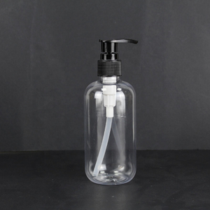 Fast Delivery Skin Care Round Plastic Clear Empty Hand Sanitiser Matte Black Cap Pet Pump Bottle 250ml