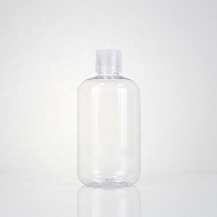 Flip Top 350ml Empty Customize PET Plastic Transparent Shampoo Bottle