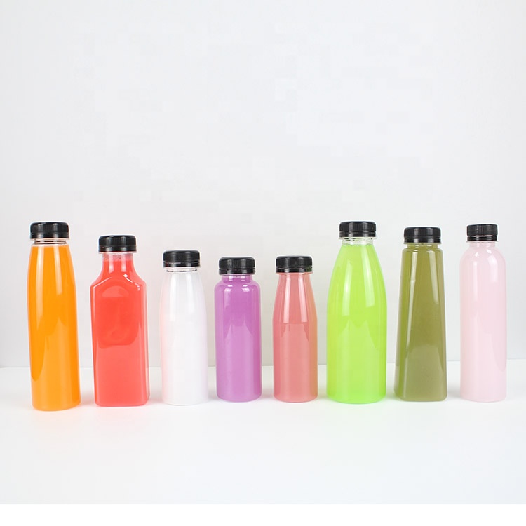 Travel Portable Clear Food Grade Customizable Round PET Plastic Fruit Lemon Milk Water Juice Bottle