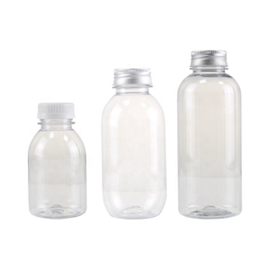 Wholesale Price Custom Clear Screw Cap PET Plastic 200ml 400ml 500ml Plastic Beverage Fruit Juice Round Bottle