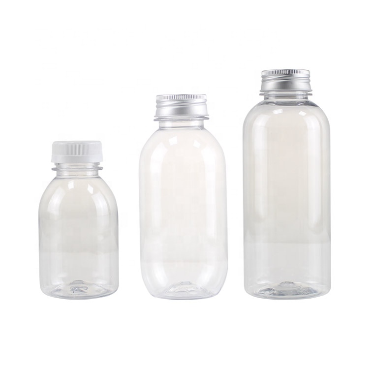 Clear Screw Cap PET Plastic Plastic Beverage Fruit Juice Round Bottle Manufacturers