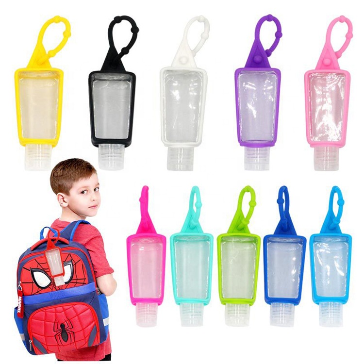 Children Keyring Flip Top Mini Small Empty Travel Silicone Hand Sanitizer Bottle with Hook