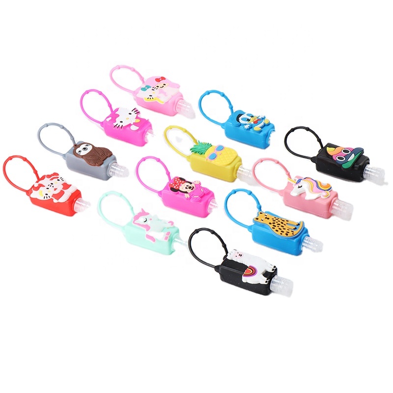 Disinfect Leather Keychain Holder Travel Hand Sanitizer Silicone Bottle Carrier