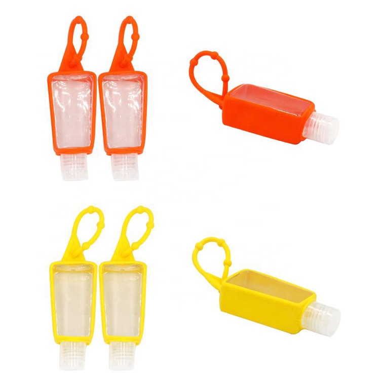 30Ml Custom Logo Refillable Plastic Cute Emty Square Hand Sanitizer Bottle with Carabiner