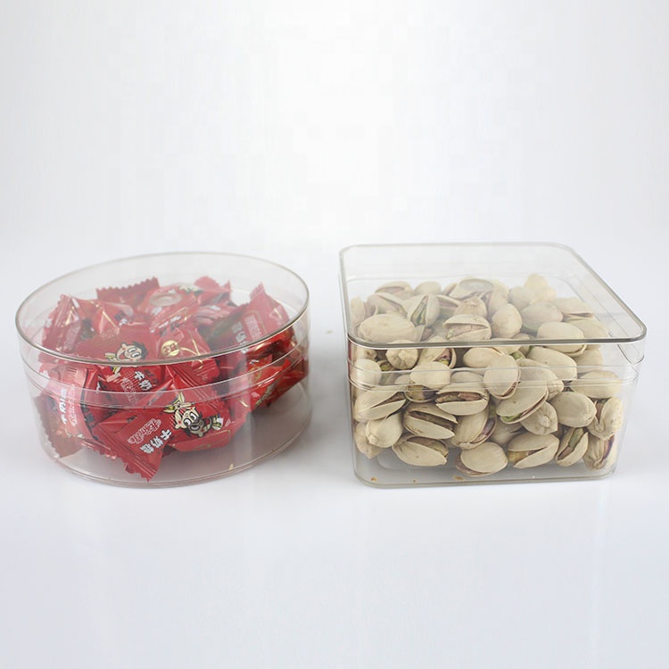 Reusable Covers Food Packing Pet Empty Clear Round Can Plastic Candy Jar Food Grade