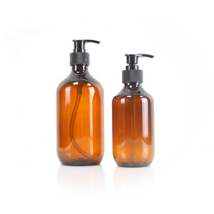 New Design Custom Round 300ml Home Eco Friendly Amber PET Plastic Pump Lotion Bottle