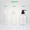 Hand Sanitiser Clear Round Empty PET Plastic 300ml Shampoo Bottle with Flip Top Cap for Lotion