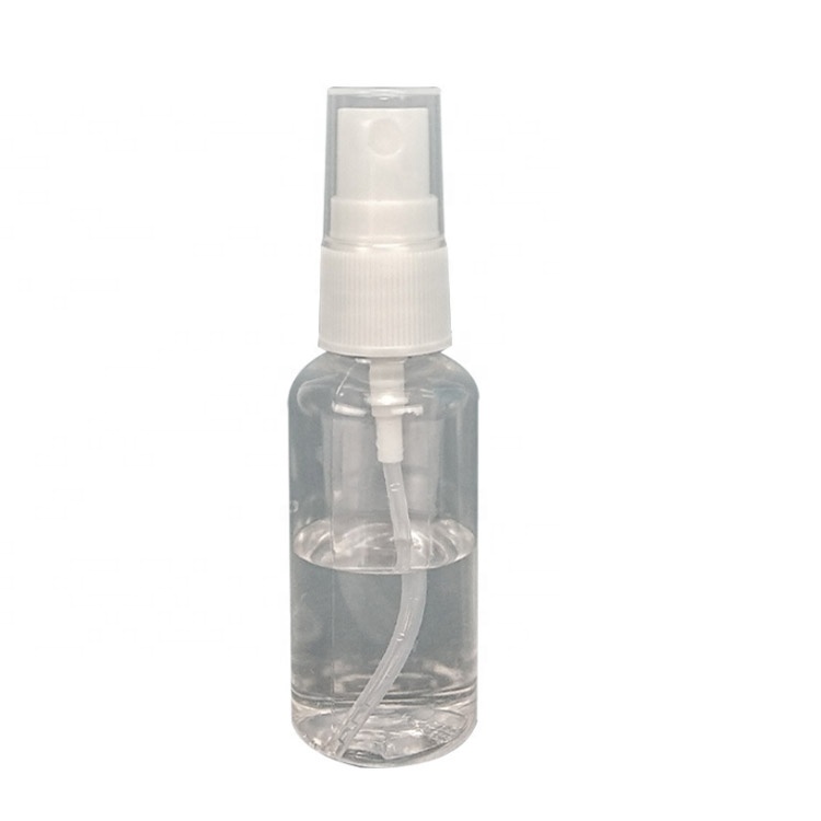 Wholesale price custom 100ml spray cap round clear cheap empty plastic cosmetic bottle