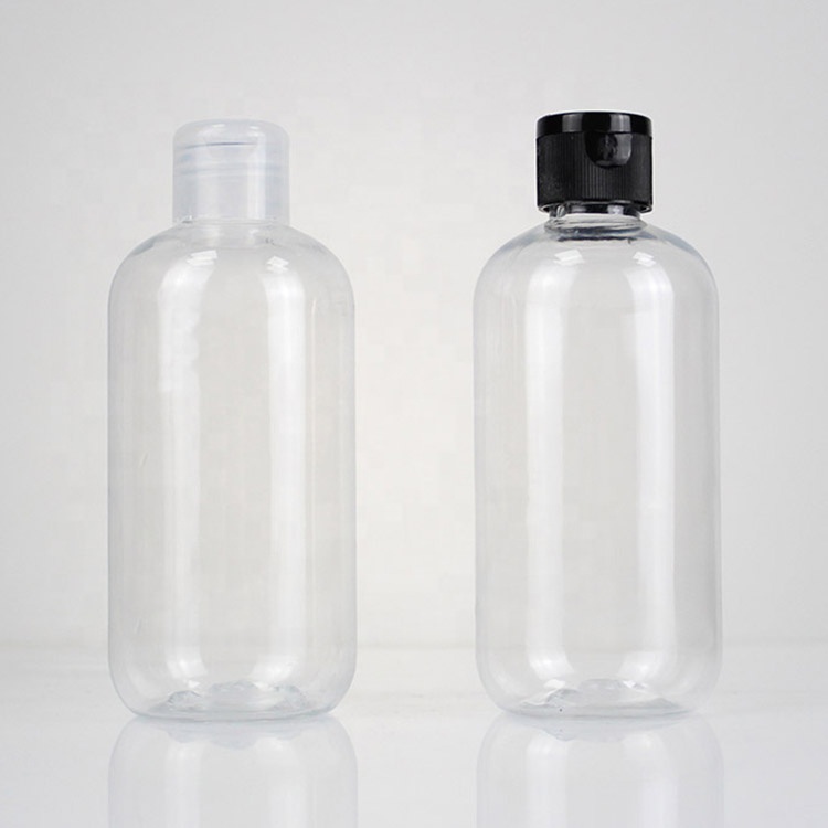 Travel Hotel Packaging Round Plastic PET Pump Empty Eco Friendly Squeeze Skincare Clear Bottles