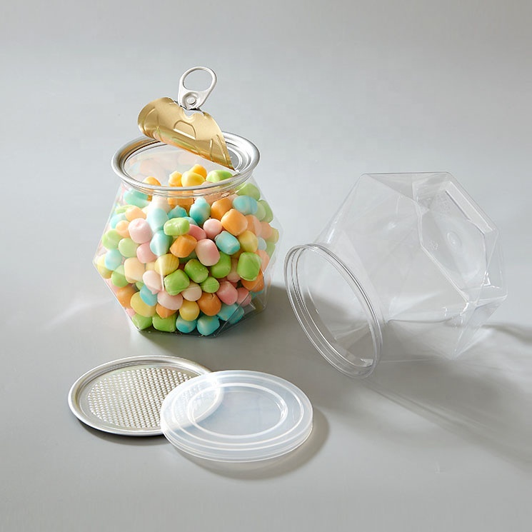 Empty Reusable Containers Food Plastic Candy Jars 500ml Condiment Bottle with Lids
