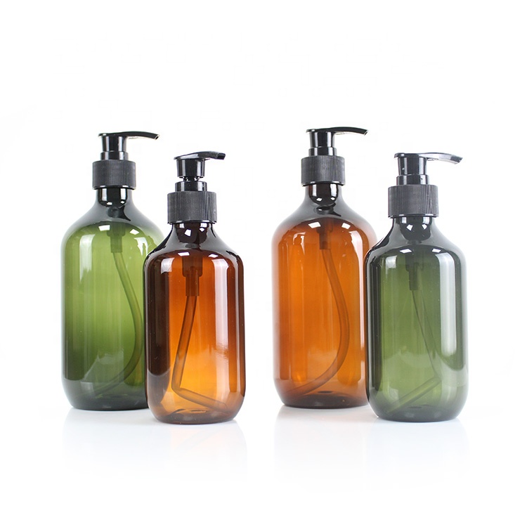 Guangdong Customizable Hotel Restaurant Empty 500ml PET Clear Amber Green Bottle with Pump