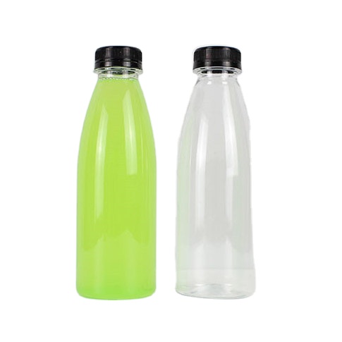 China Factory Custom Biodegradable Water Clear Empty Unique Black Cap 500ml Plastic Juice Bottle