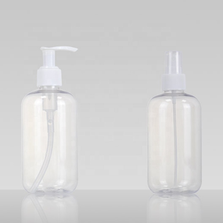 PET Round Empty Clear Packaging Body Lotion Recyclable Squeeze Hair Care Shampoo Bottles