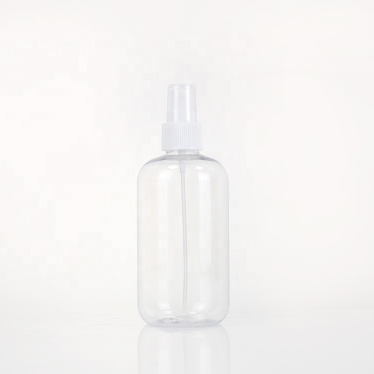Round Shape Transparent Plastic Personal Care Cosmetics 300ml Empty Clear Dispenser Spray Bottle