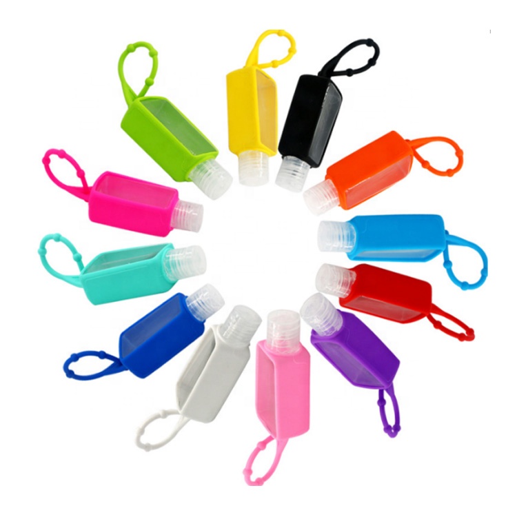 Keychain 30ml Travel Size Refillable Hand Sanitizer Little Bottle with Silicone Holder